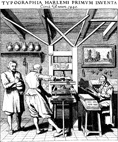 Подпись: Предполагаемая типография Л. Костера в Хаарлеме. С гравюры XVII в.